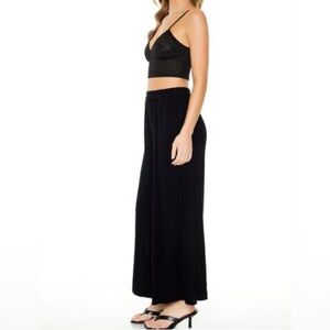High-Rise Wide-Leg Pants/Black/Size M
